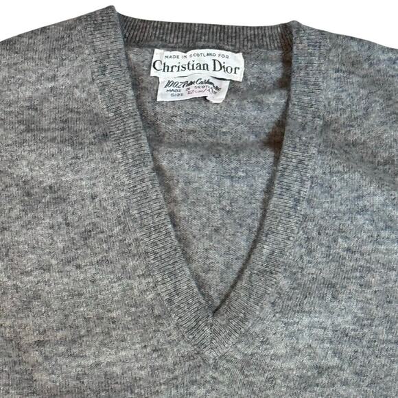 Vintage Christian Dior 100% Pure Cashmere Sweater Vest V-Neck Grey Men's 44‎ - Picture 2 of 8